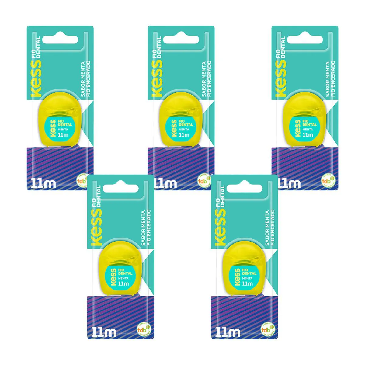 Kit 5 Fio Dental Encerado Menta Mini 11M - Kess — | Farmácia Resyla