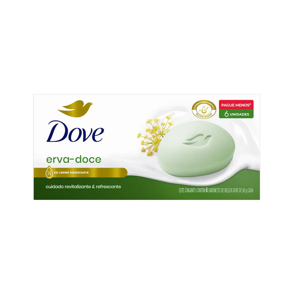 Sabonete Dove Barra Com 6 Erva-doce 90gr — Dove | Farmácia Resyla