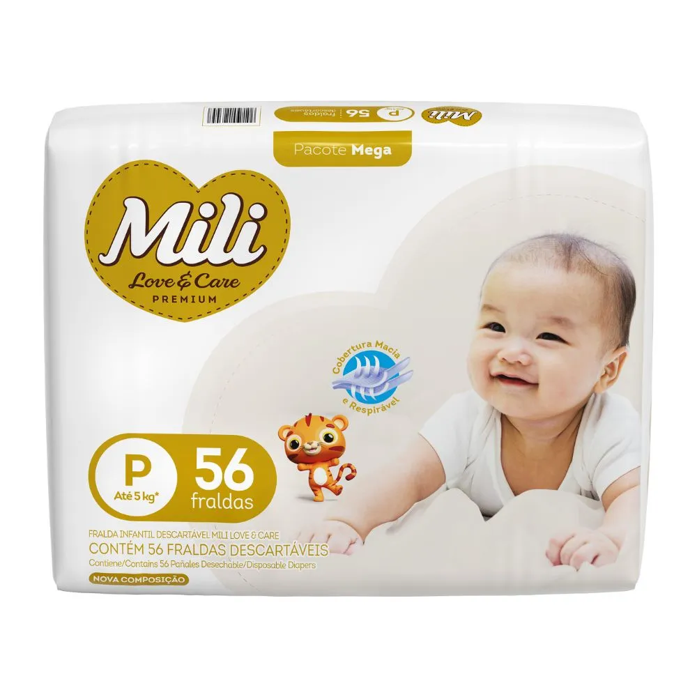 Fralda Mili Love E Care P Mega Com 56 Unidades — | Farmácia Resyla