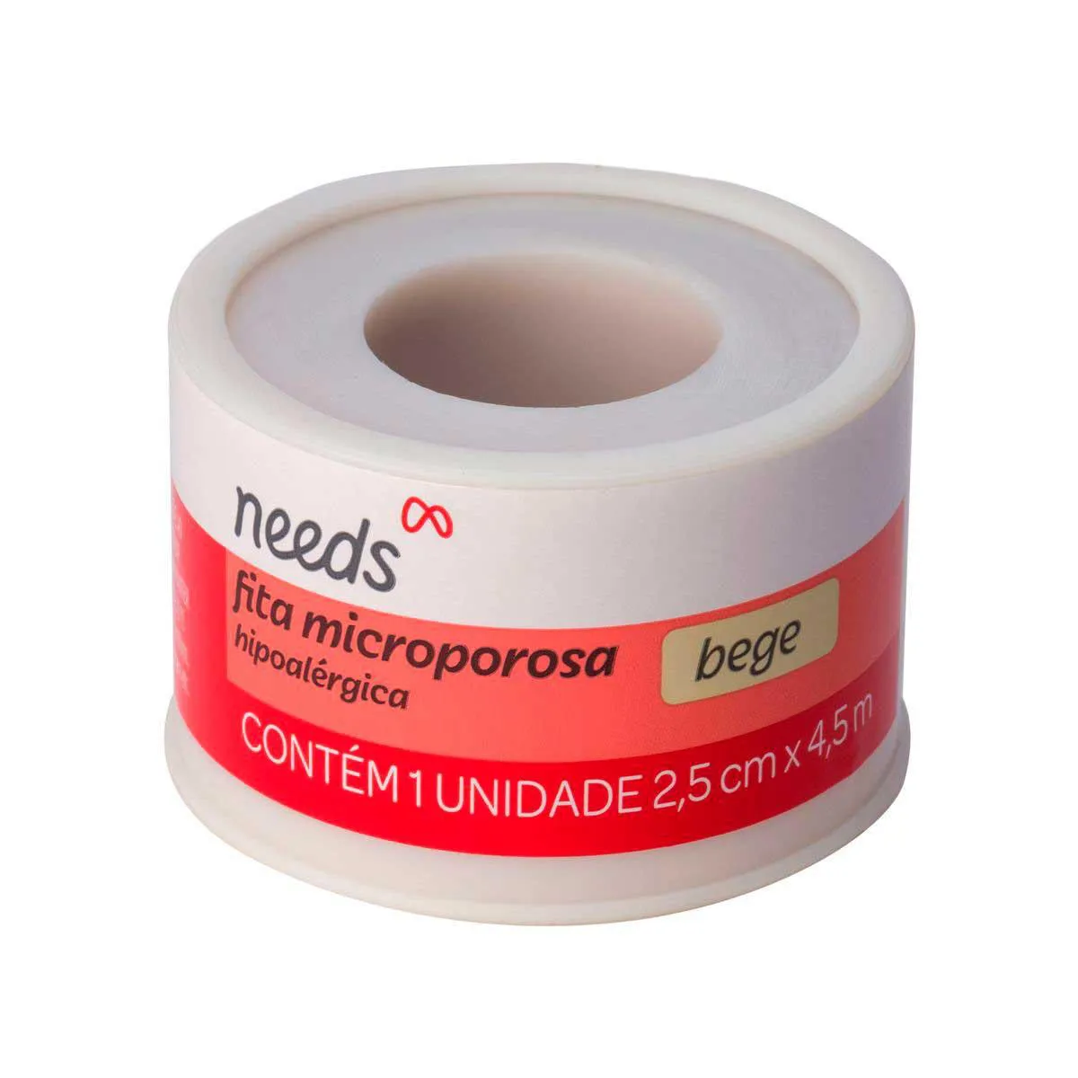 Fita Microporosa Needs Bege 2,5cm x 4,5m 1 unidade — Needs | Farmácia Resyla