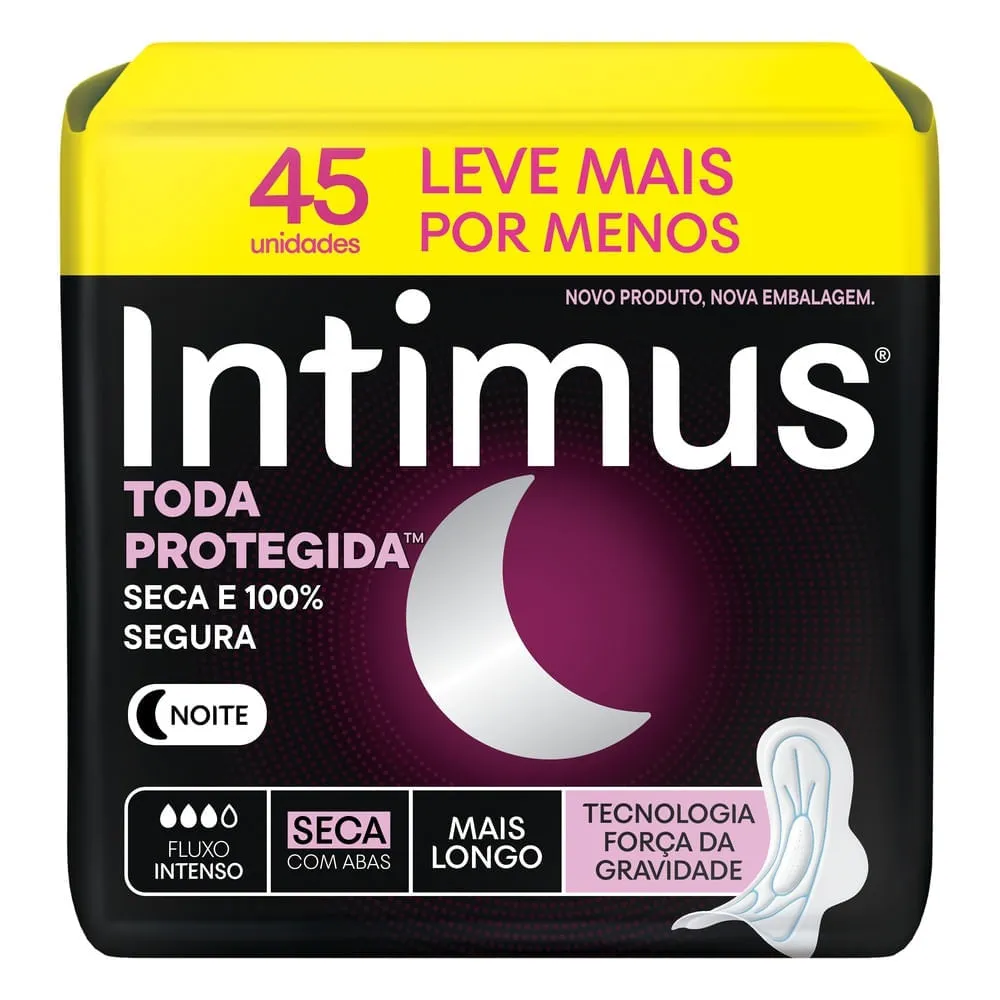 Absorvente Intimus Toda Protegida Noite Com Abas Seca 45 Unidades — Intimus | Farmácia Resyla