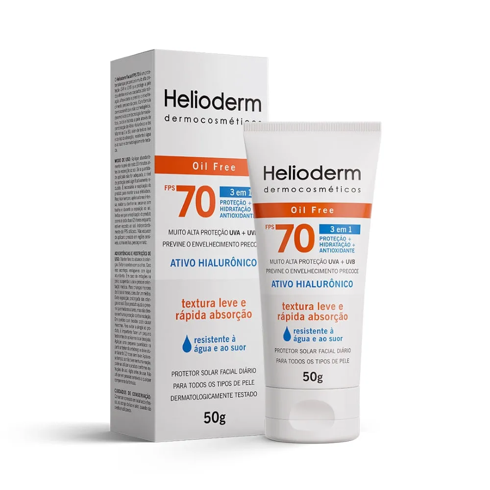 Protetor Solar Helioderm Dermocosmeticos 50gr Fps70 Oil Free — | Farmácia Resyla