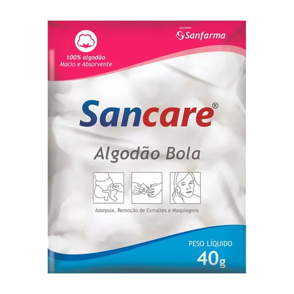 Algodão Sancare Bolas 40g — | Farmácia Resyla