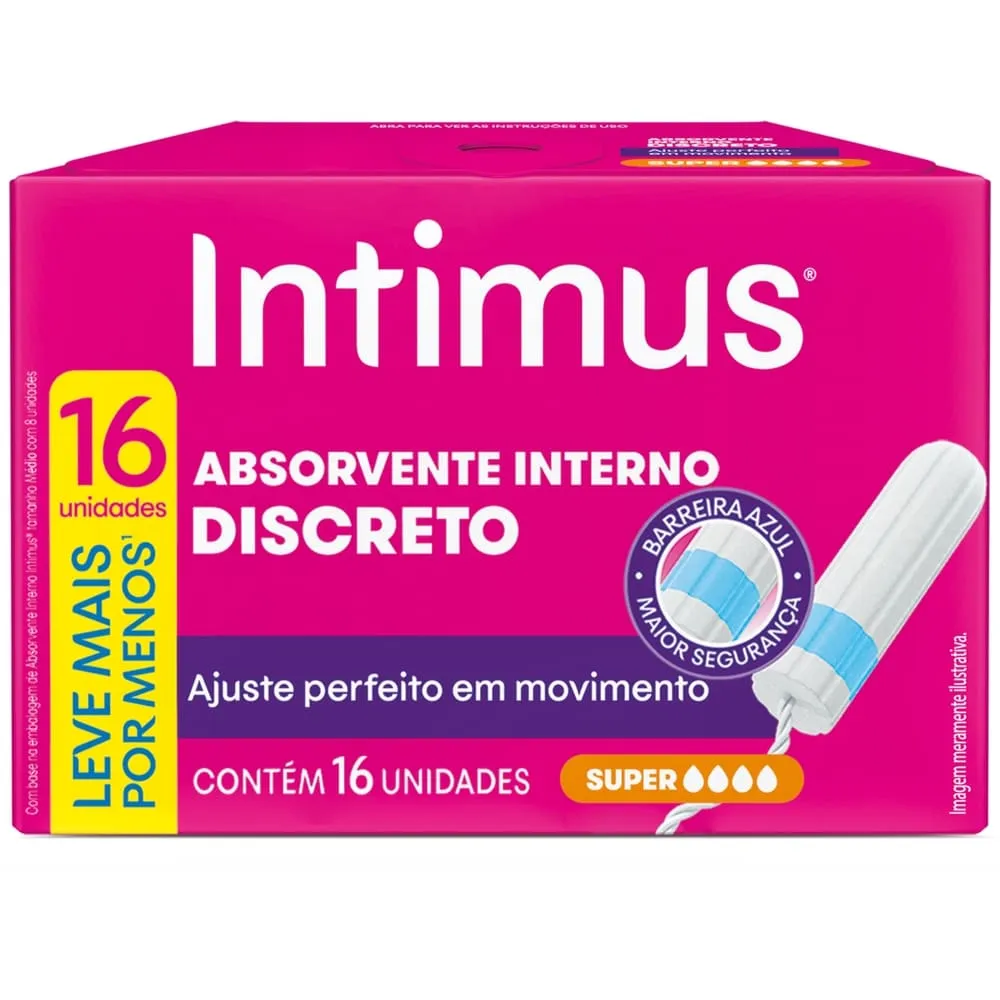 Absorvente Interno Intimus Discreto Super 16 Unidades — Intimus | Farmácia Resyla