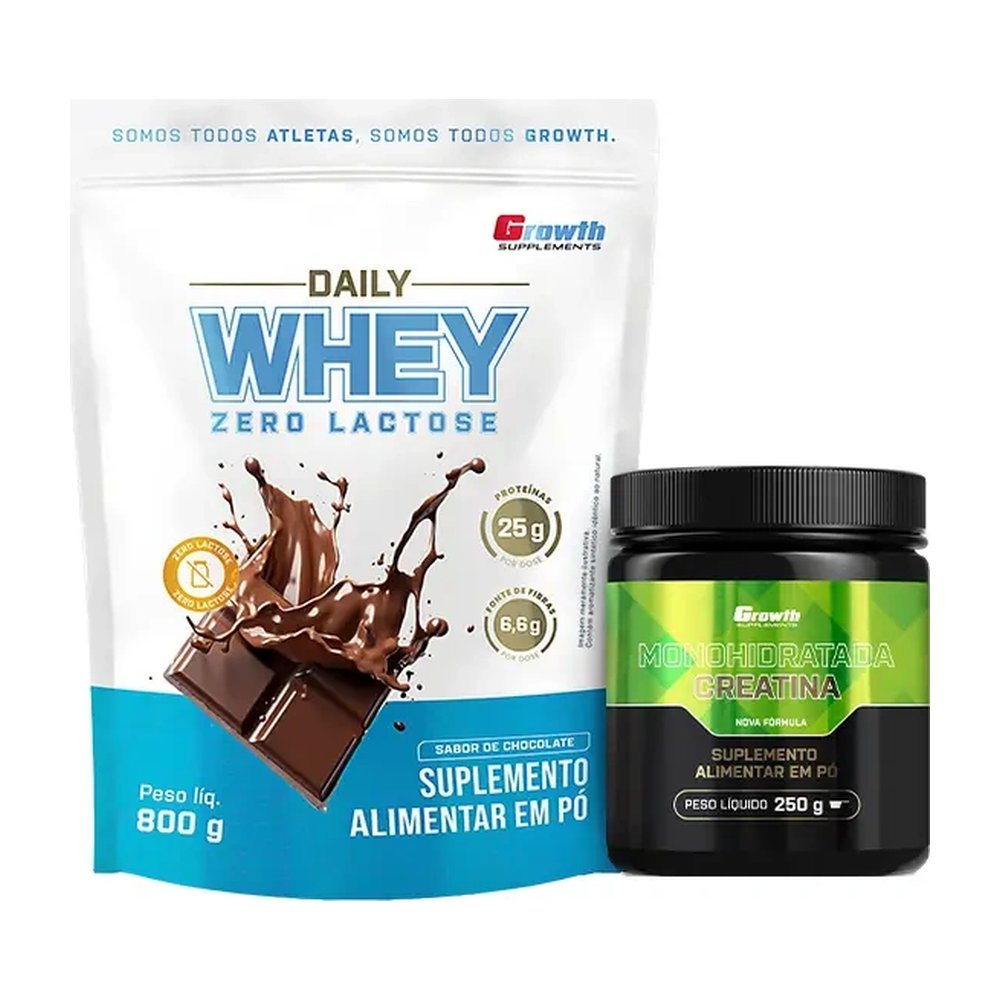 Kit Daily Whey Zero Lactose 800g e Creatina Monohidratada 250g — | Farmácia Resyla