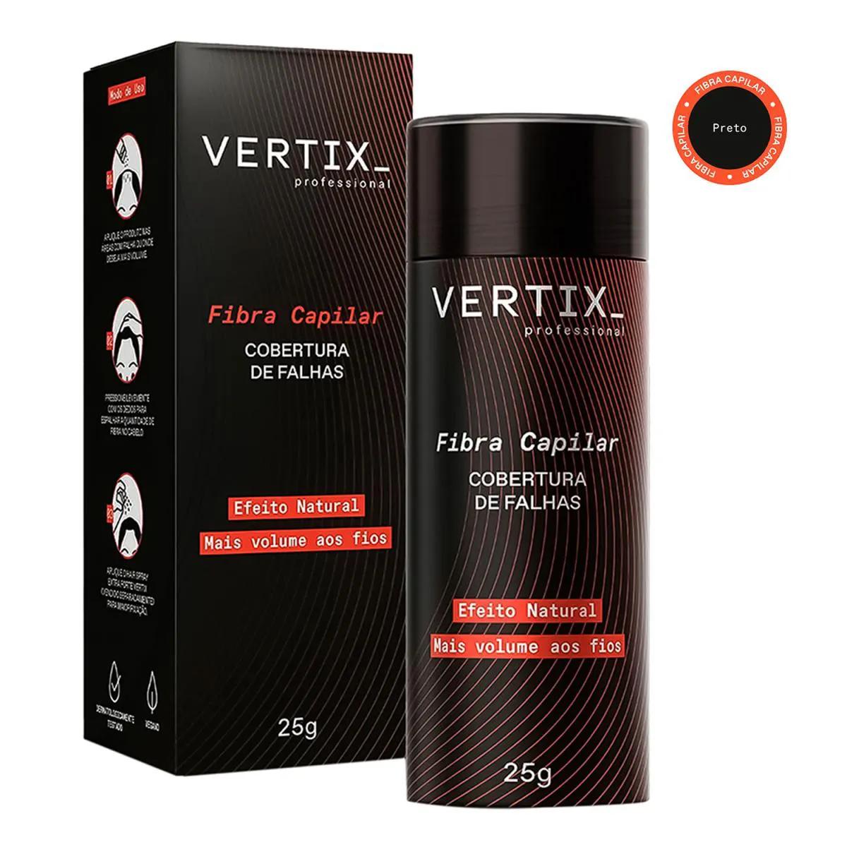 Vertix Professional Fibra Capilar Preto 25g — | Farmácia Resyla