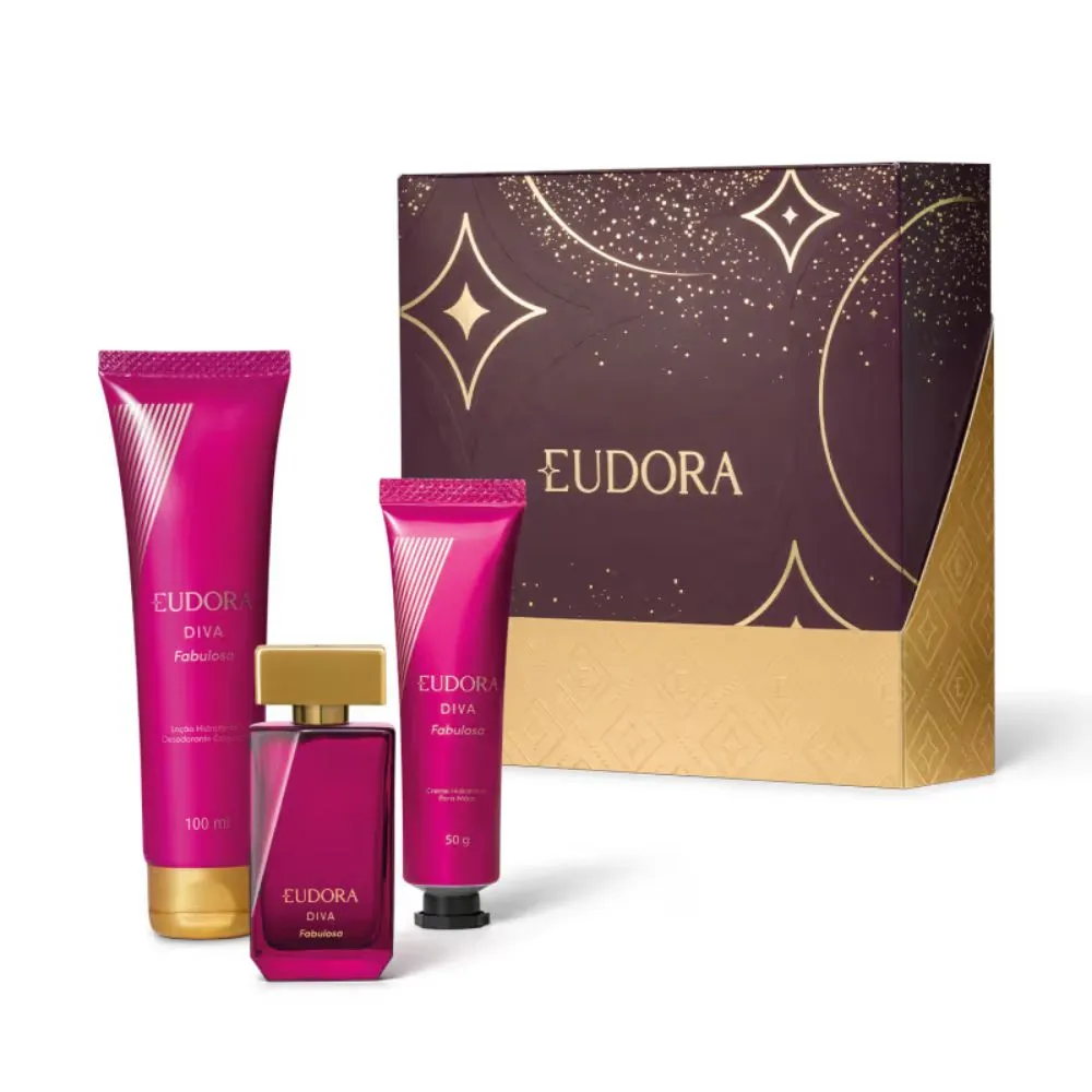 Kit Eudora Diva Fabulosa Colonia 30ml + Locao Hidratante 100ml + Creme Para Maos 50gr — Eudora | Farmácia Resyla