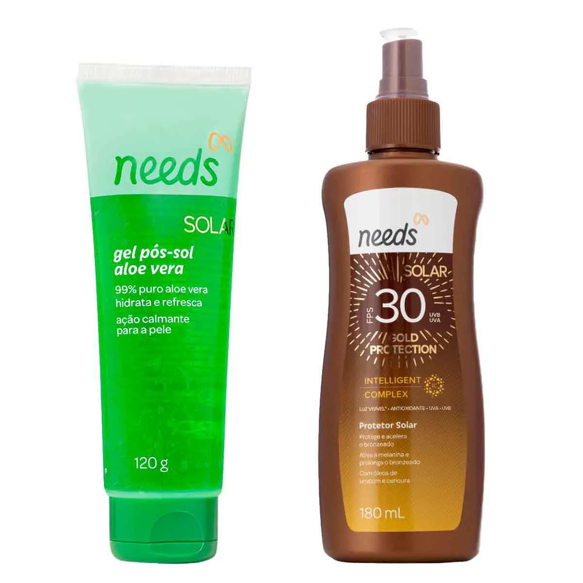 Kit Needs Solar Protetor Corporal FPS 30 Spray 180ml + Gel Pós-Sol Aloe Vera 120g — Needs | Farmácia Resyla
