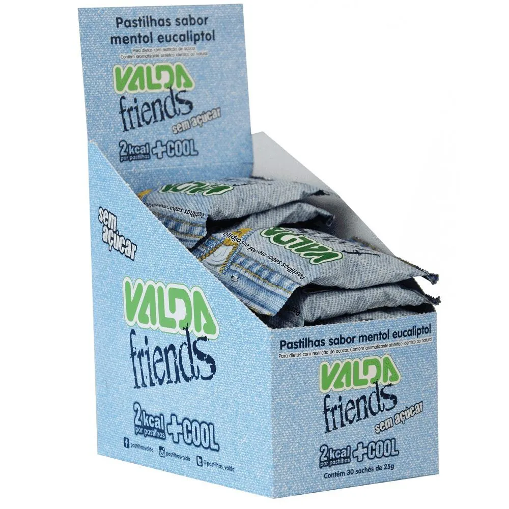 Valda Friends Pastilha Sabor Menta Refrescante Contém 10 Sachês de 25g Cada — Valda | Farmácia Resyla