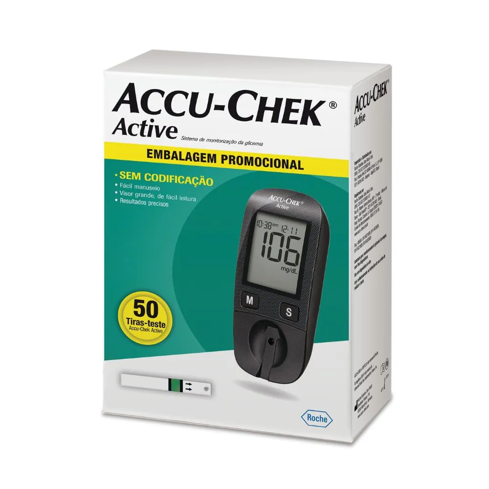 Kit Monitor De Glicemia Accu-chek Active Com 50 Tiras — | Farmácia Resyla