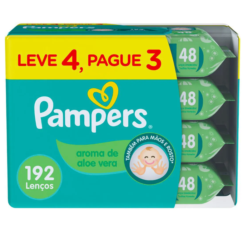 Lenco Umedecido Pampers Aloe Vera Leve 4 Pague 3 Pacotes — Pampers | Farmácia Resyla