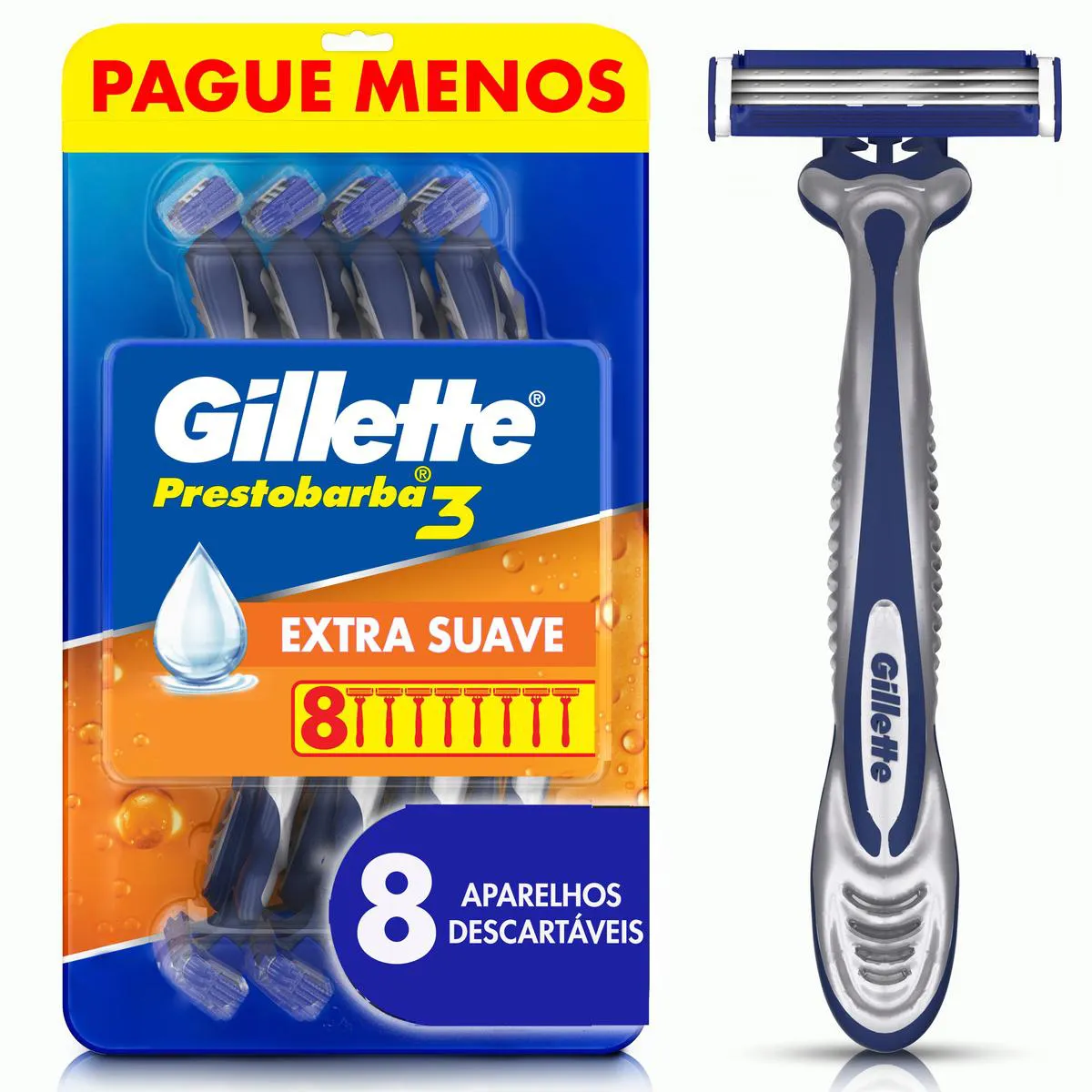 Barbeador Gillette Prestobarba 3 Comfortgel 8 unidades — Gillette | Farmácia Resyla