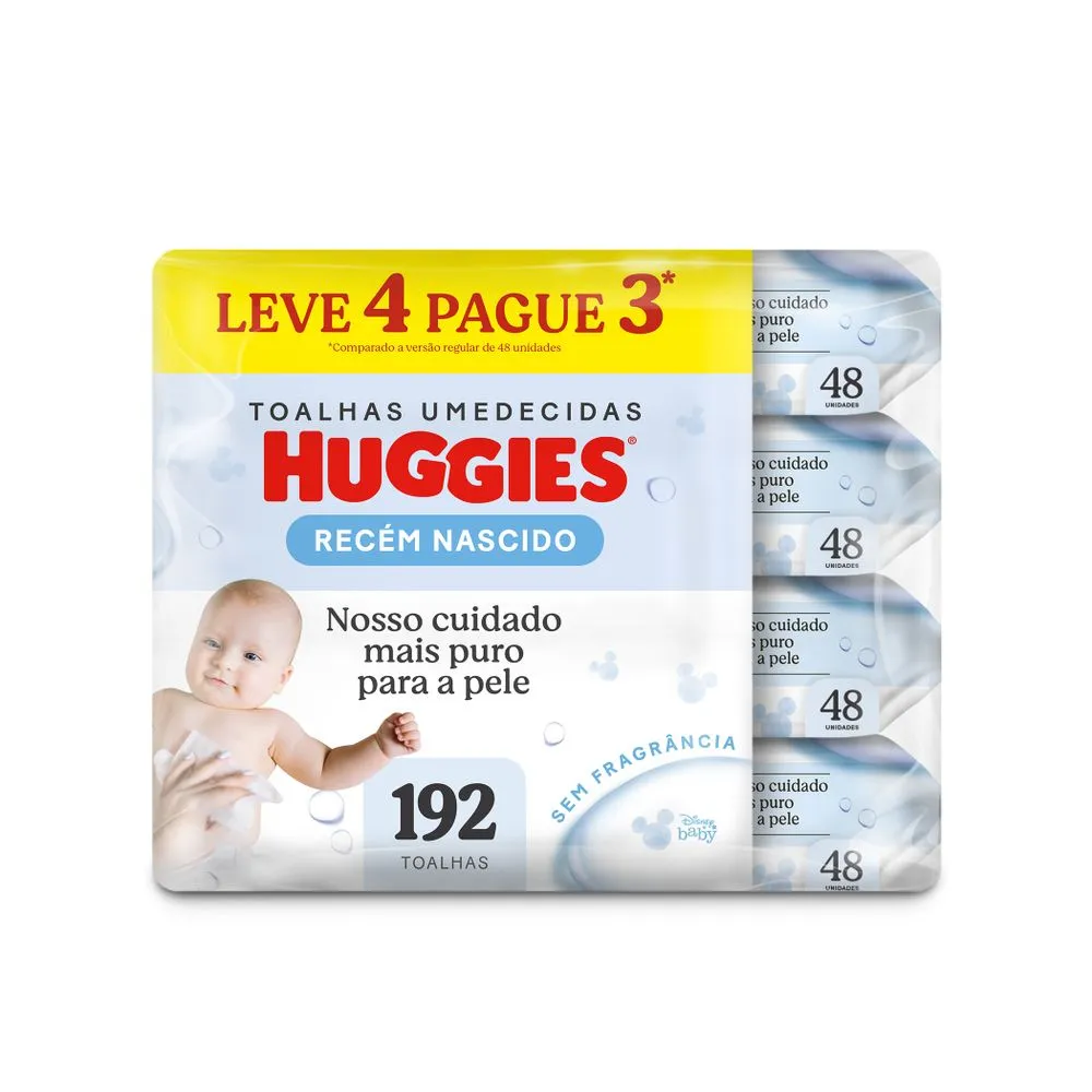 Toalha Umedecida Huggies Recém-nascido 48 Unidades 4 Pacotes — Huggies | Farmácia Resyla