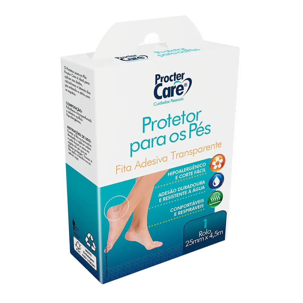 Fita Adesiva Protetora Para Os Pés Procter Care Com 1 Rolo De 25mm X 4,5m — | Farmácia Resyla