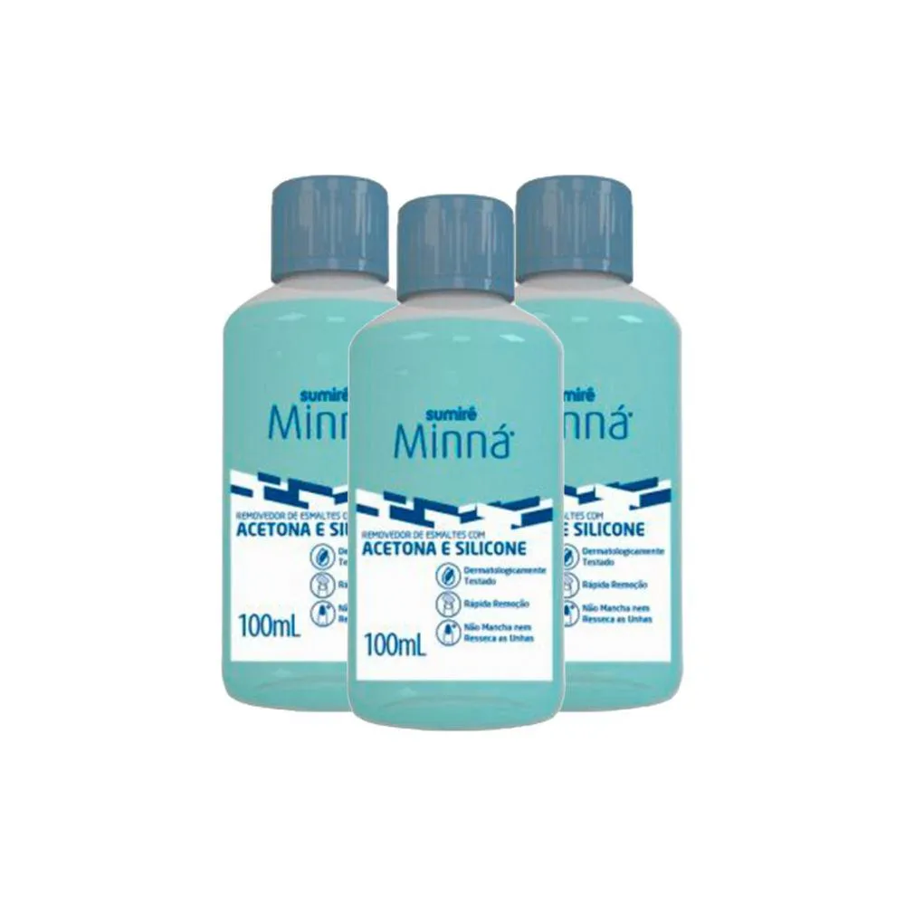 Kit Removedor Esmalte Minná com Acetona 100ml (3 Unidades) — | Farmácia Resyla