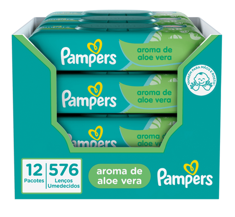 Kit de Lenços Umedecidos Pampers Aloe Vera com 576 Unidades — Pampers | Farmácia Resyla
