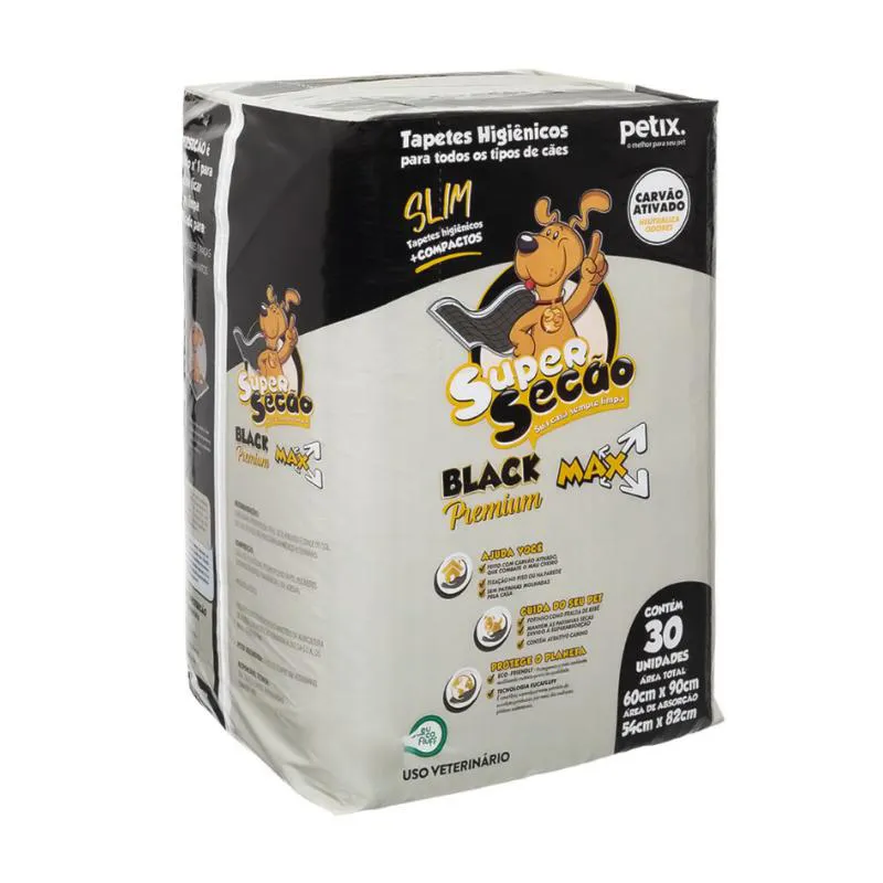 Tapete Higiênico Super Secão Slim Black 30Un 60X90Cm para Cães — | Farmácia Resyla