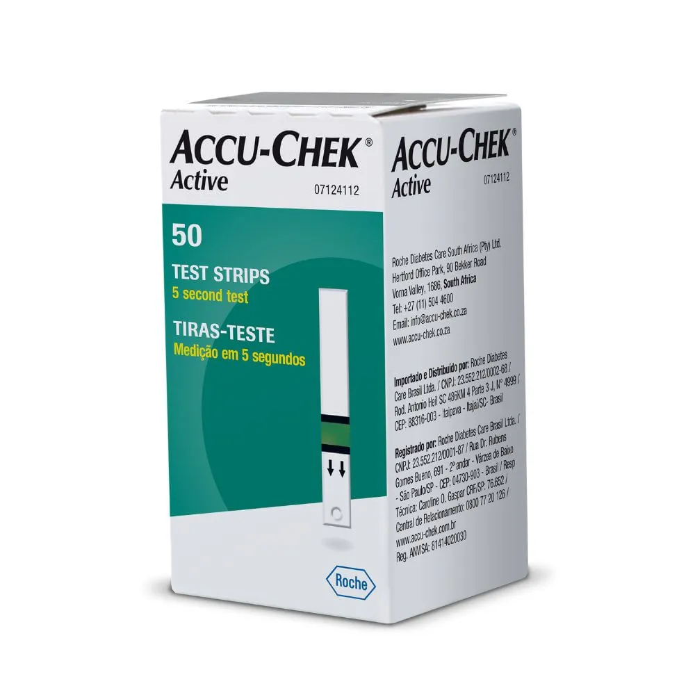 Tira De Teste De Glicose Accu-chek Active 50 Unidades — | Farmácia Resyla