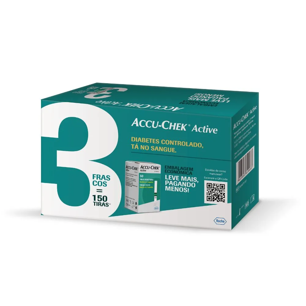 Tira De Teste De Glicose Accu-chek Active 3 Caixas Com 50 Unidades Cada — | Farmácia Resyla