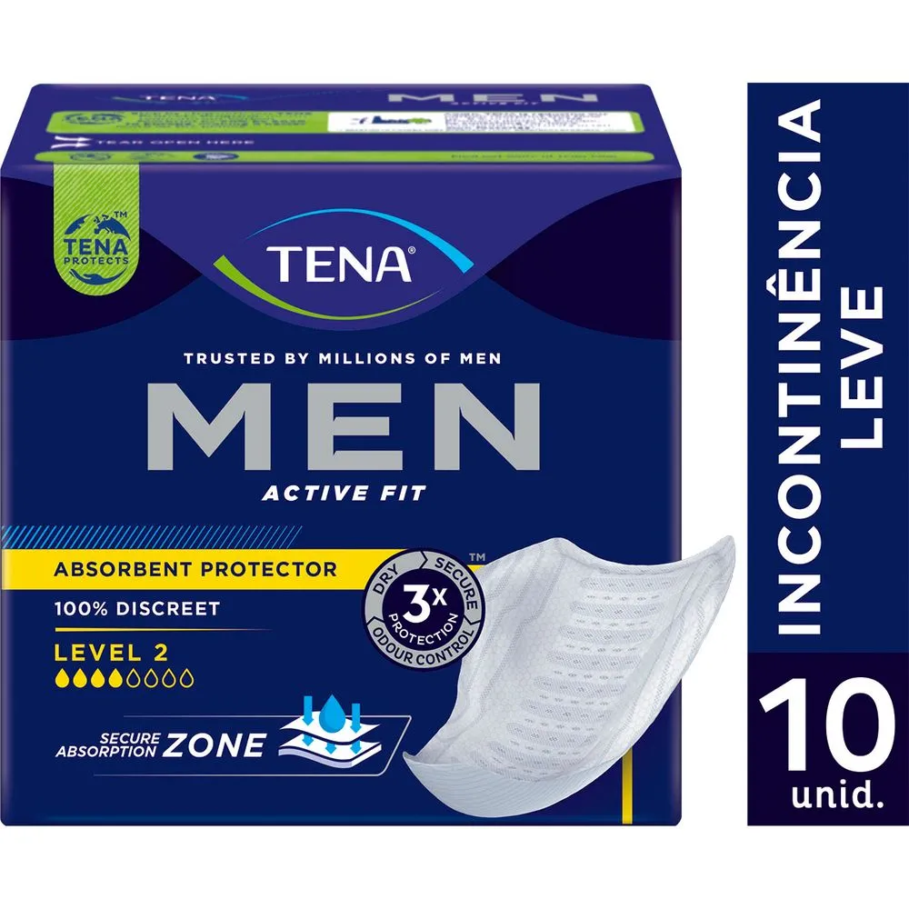 Absorvente Protetor Masculino Tena Men Active Fit 10 Unidades — Tena | Farmácia Resyla