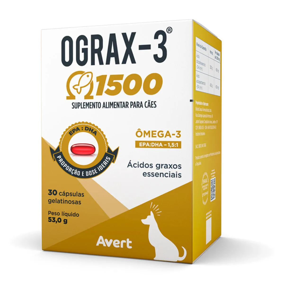 Suplemento Alimentar Ograx Ômega-3 1500 30 Cápsulas para Cães — | Farmácia Resyla