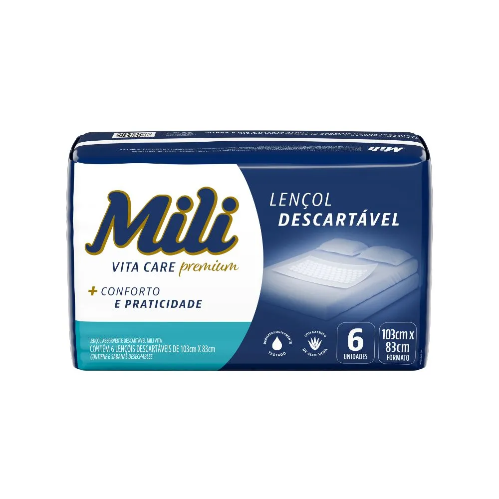 Lençol Absorvente Mili Vita Com 6 Unidades Descartáveis — | Farmácia Resyla