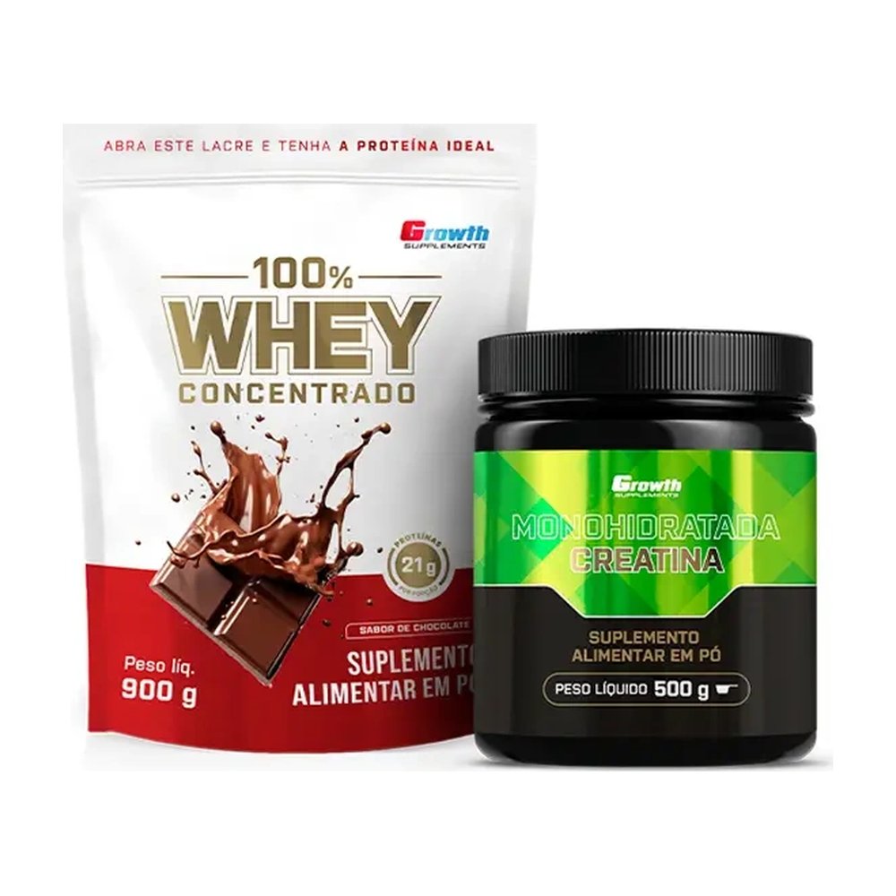 Kit 100% Whey Protein Concentrado 900g e Creatina Monohidratada 500g — | Farmácia Resyla