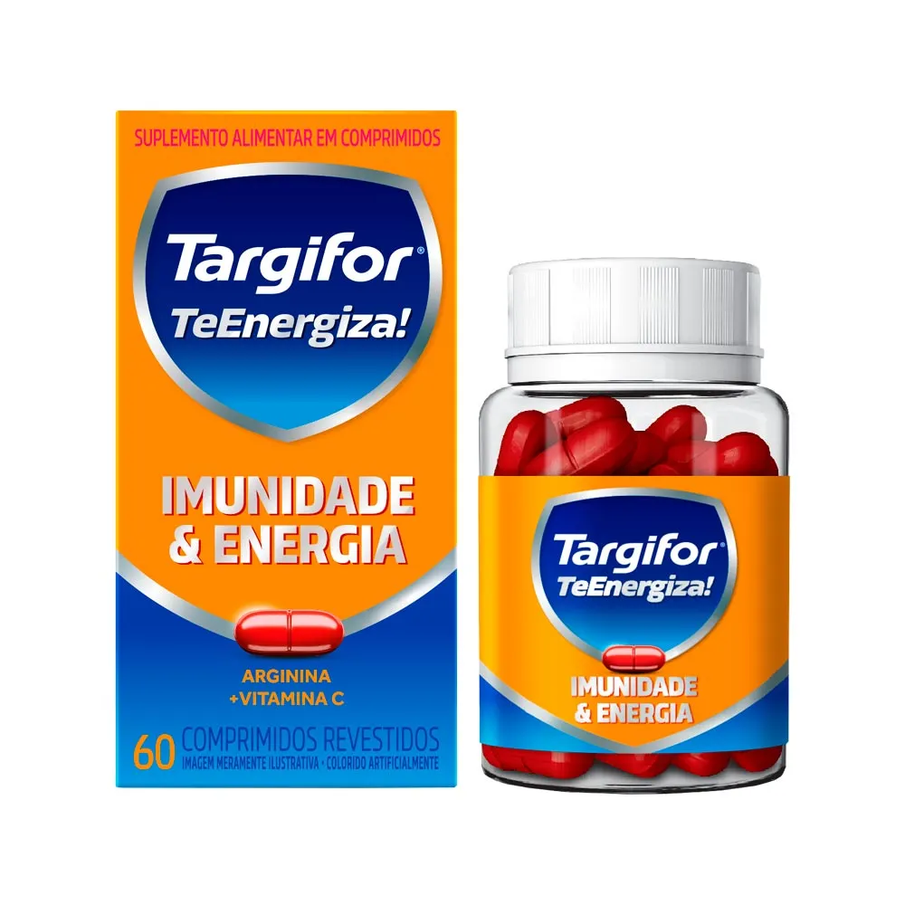 Vitamina C 500mg + Arginina 500mg Targifor Te Energiza Imunidade E Energia 60 Comprimidos — | Farmácia Resyla