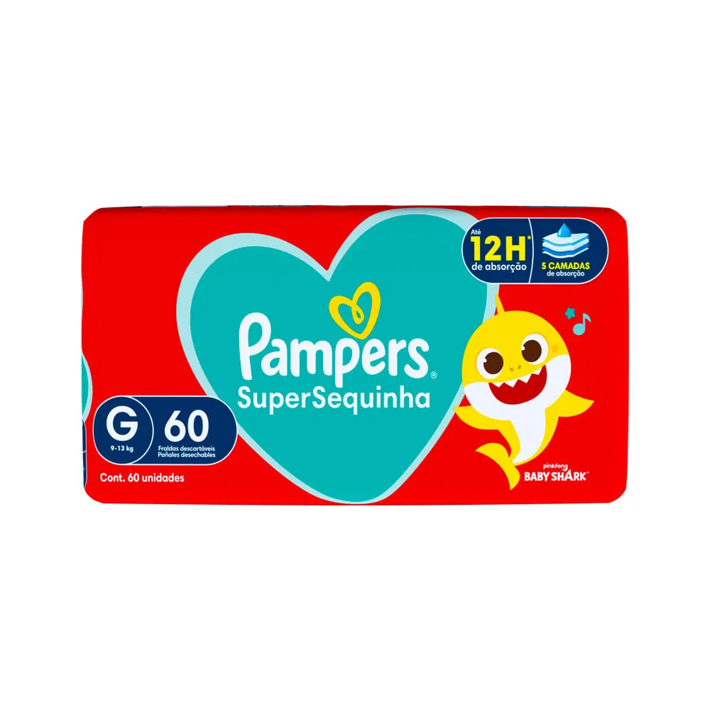 Fralda Pampers Supersequinha Baby Shark G 60 Unidades — Pampers | Farmácia Resyla