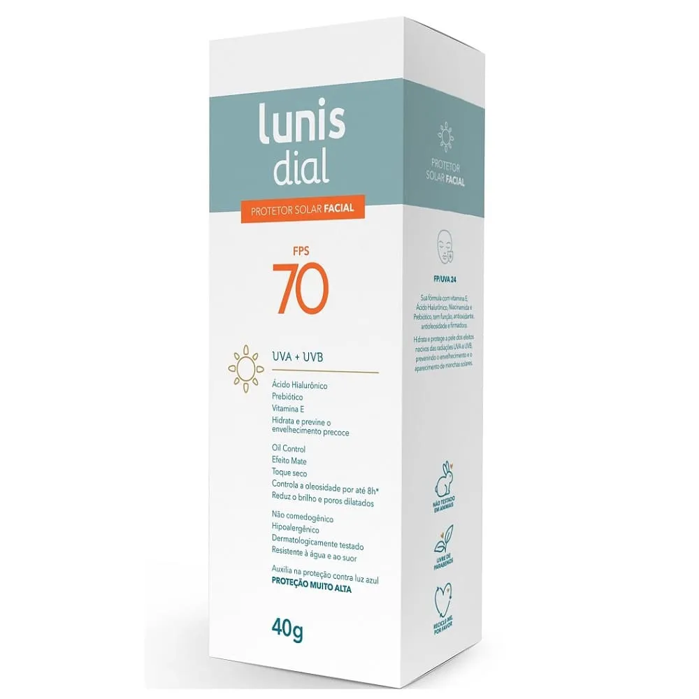 Protetor Solar Lunis Dial 40gr Fps70 Facial — | Farmácia Resyla