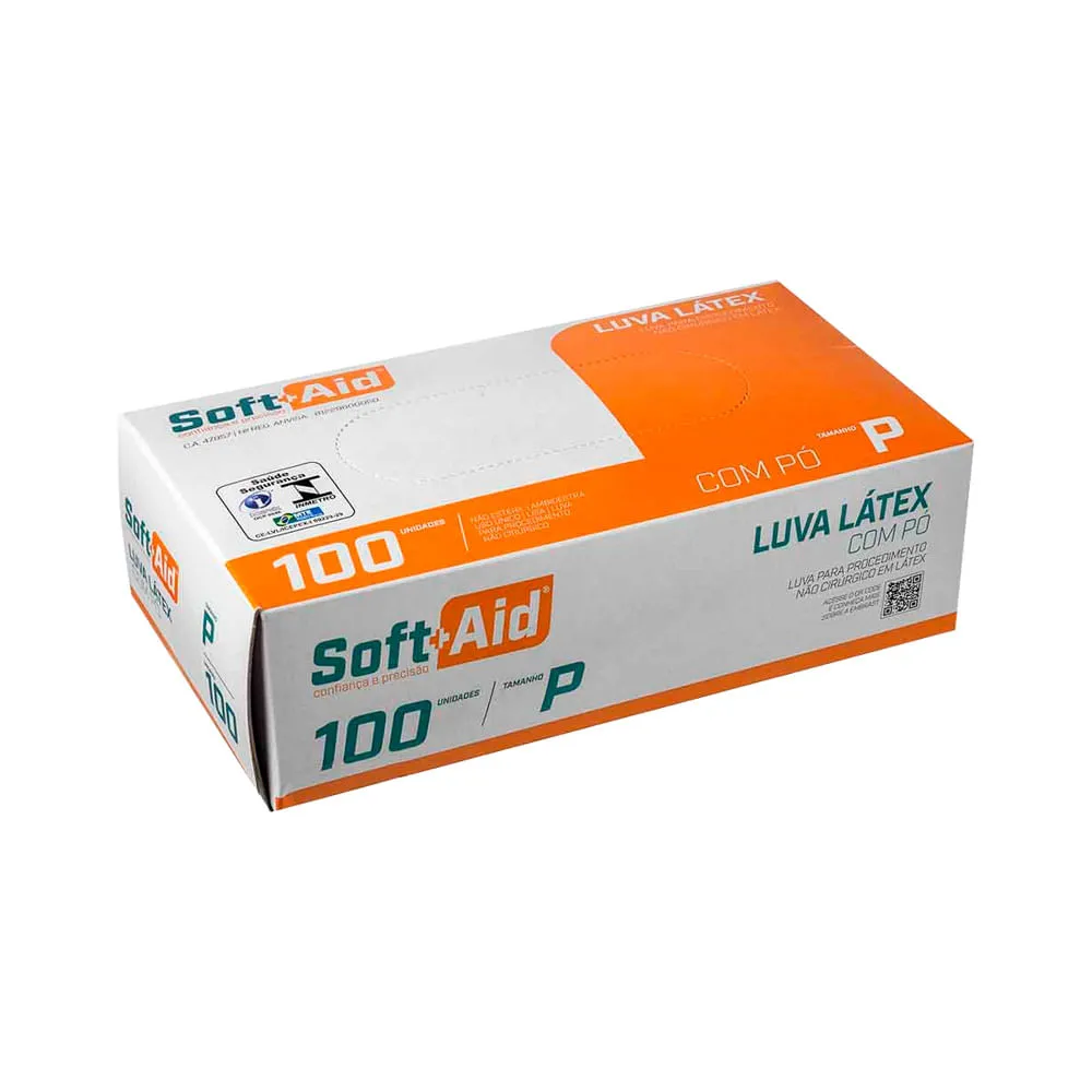 Luva Soft Aid Latex P Com 100 Unidades Com Po — | Farmácia Resyla