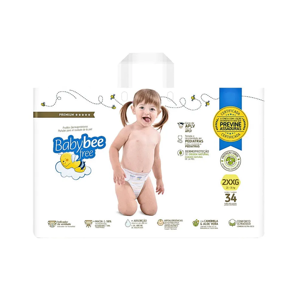Fralda Baby Bee Free Com 34 Tamanho.2xxg Dermoprotetora — | Farmácia Resyla