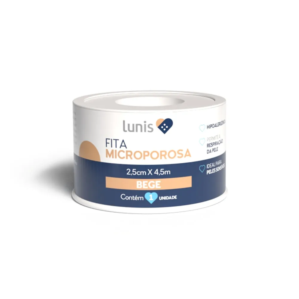 Fita Microporosa Lunis Bege 2,5cm X 4,5m — | Farmácia Resyla