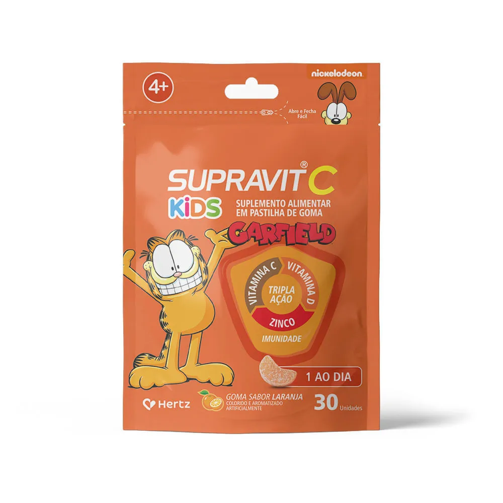 Supravit C Garfield Kids Com 30 Gomas Laranja Tripla Acao — | Farmácia Resyla