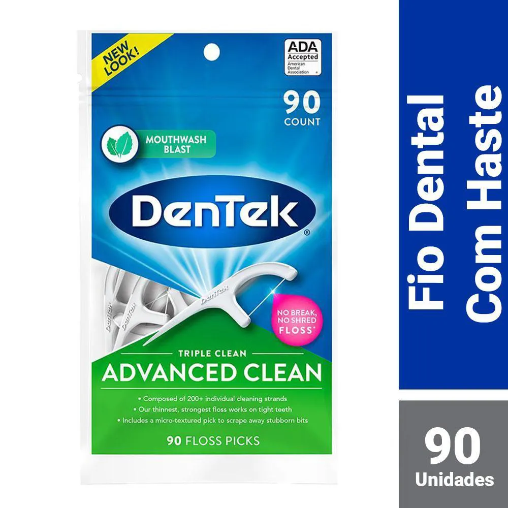 Fio Dental com Haste DenTek Floss Picks Triple Clean Advanced 90un — | Farmácia Resyla