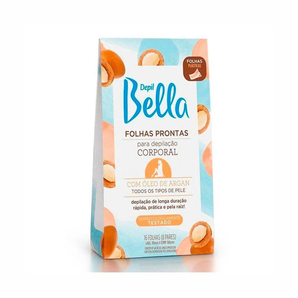Folhas Prontas para Depilação Corporal Depil Bella Argan 16fls — | Farmácia Resyla