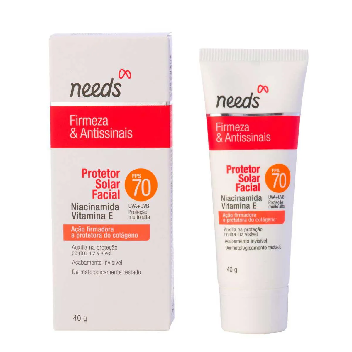 Protetor Solar Facial Needs Firmeza & Antissinais FPS 70 40g — Needs | Farmácia Resyla