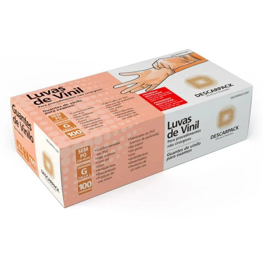 Luva Descarpack Vinil G Com 100 Unidades Sem Talco — | Farmácia Resyla