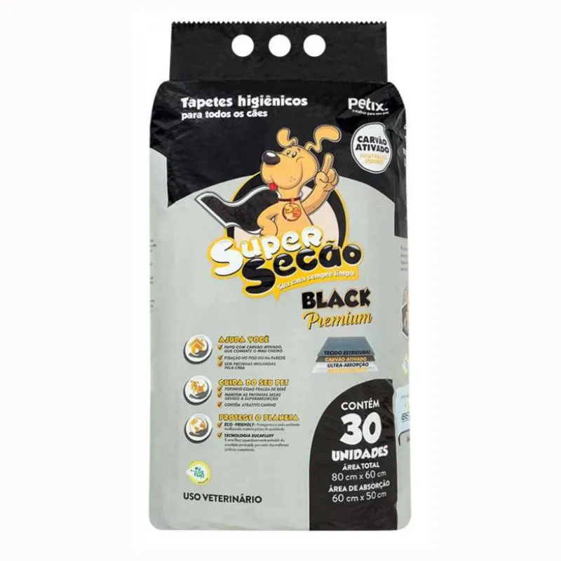 Tapete Higiênico Super Secão Premium com Carvão Ativado 30 Unidades — | Farmácia Resyla
