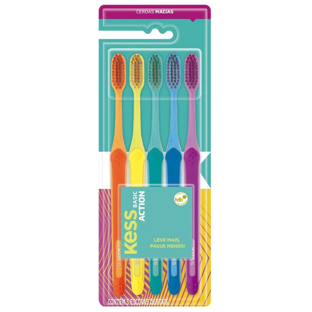 Escova Dental Kess Basic Action Com 5 Unidades Cerdas Macias — | Farmácia Resyla