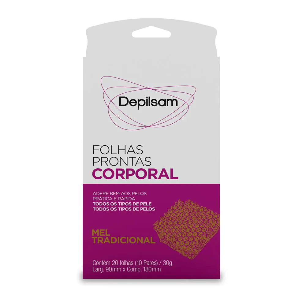 Folhas Prontas Corporal Depilsam Mel 10 Pares — Depilsam | Farmácia Resyla