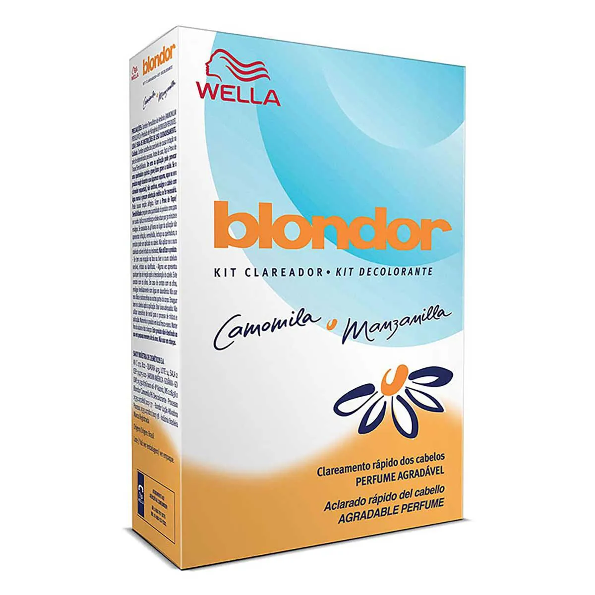 Kit Clareador de Cabelos Blondor Camomila e Manzanilla com 1 sachê de pó descolorante + 1 frasco de loção ativadora + 1 tigela plástica + 1 espátula — | Farmácia Resyla
