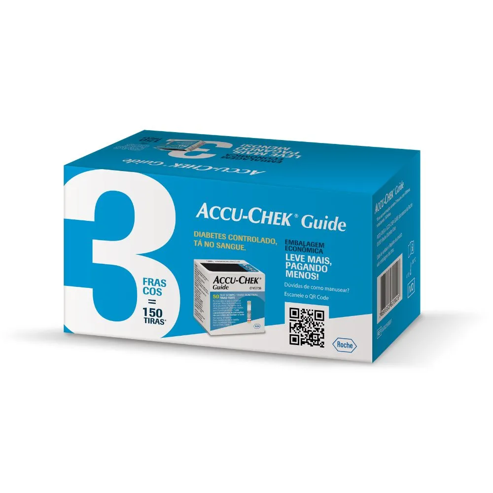 Tira De Teste De Glicose Accu-chek Guide 3 Caixas Com 50 Unidades Cada — | Farmácia Resyla