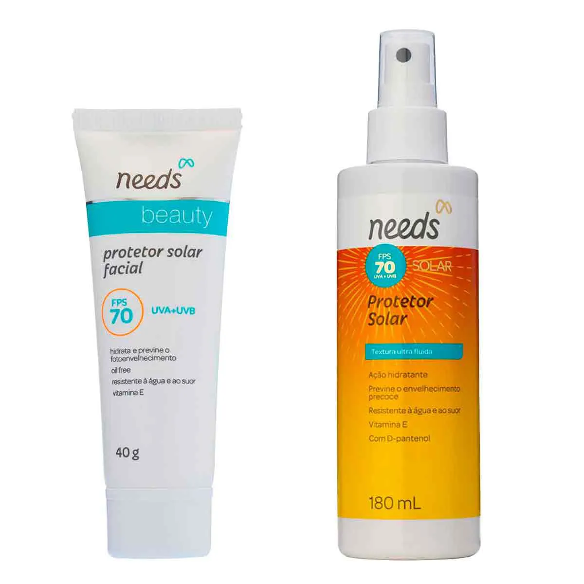 Kit Protetor Solar Needs FPS 70 Facial 40g + Spray Corporal 180ml — Needs | Farmácia Resyla