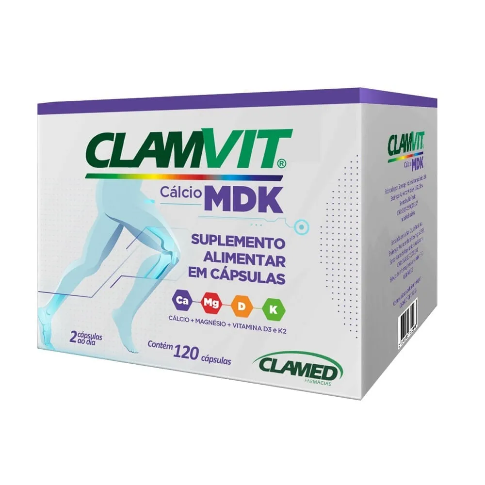Suplemento Alimentar Clamvit Cálcio Mdk 120 Cápsulas — | Farmácia Resyla
