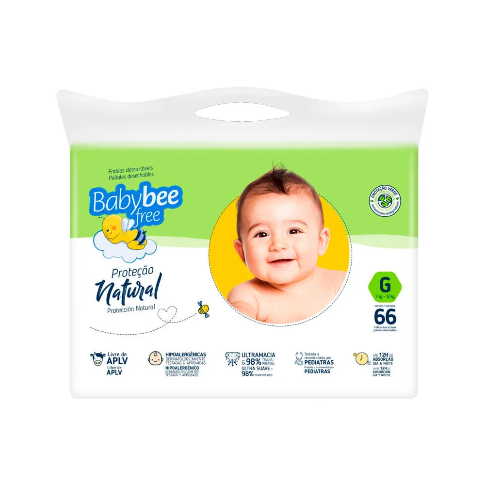 Fralda Baby Bee Free Tamanho G Protecao Natural Com 66 Unidades — | Farmácia Resyla