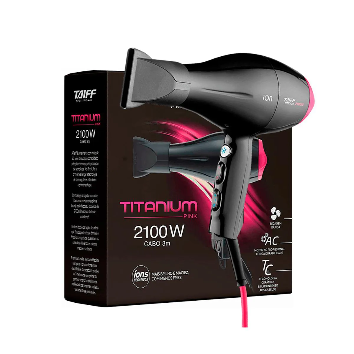 Secador Titanium Pink 2100w- 127v - Taiff Professional — Taiff | Farmácia Resyla