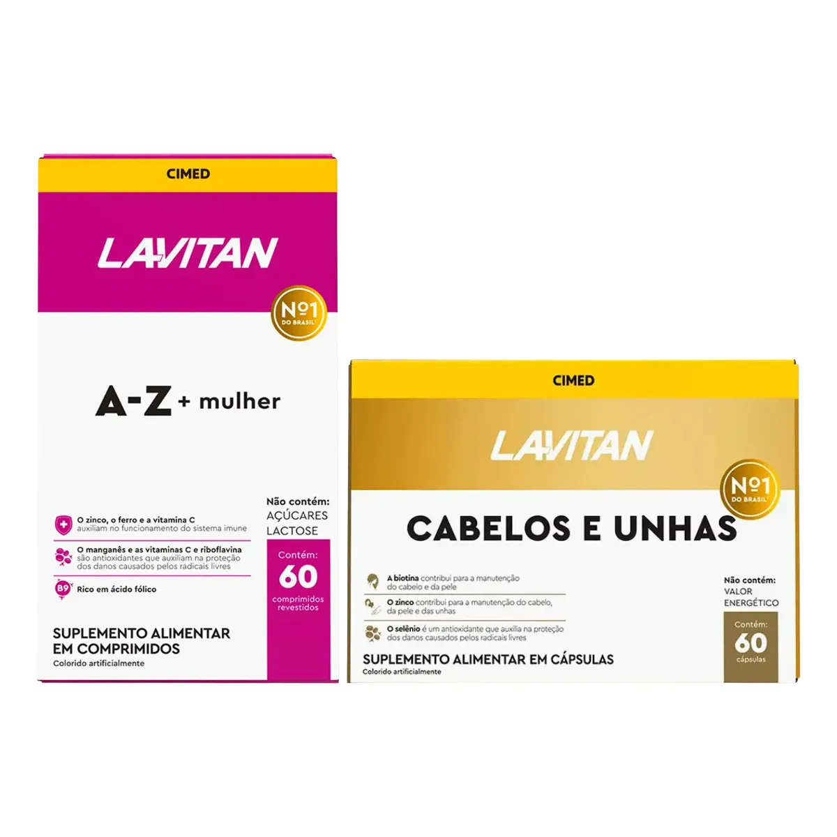 Kit Polivitamínico Lavitan A-Z Mulher 60 comprimidos + Cabelos e Unhas 60 cápsulas — | Farmácia Resyla