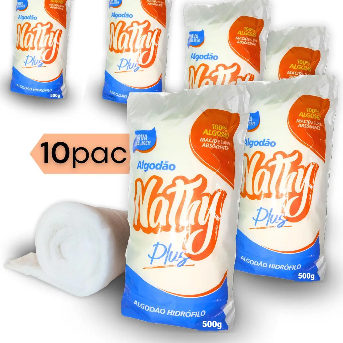 Algodão Hidrófilo Rolo 500gr C/10 Unidades — | Farmácia Resyla