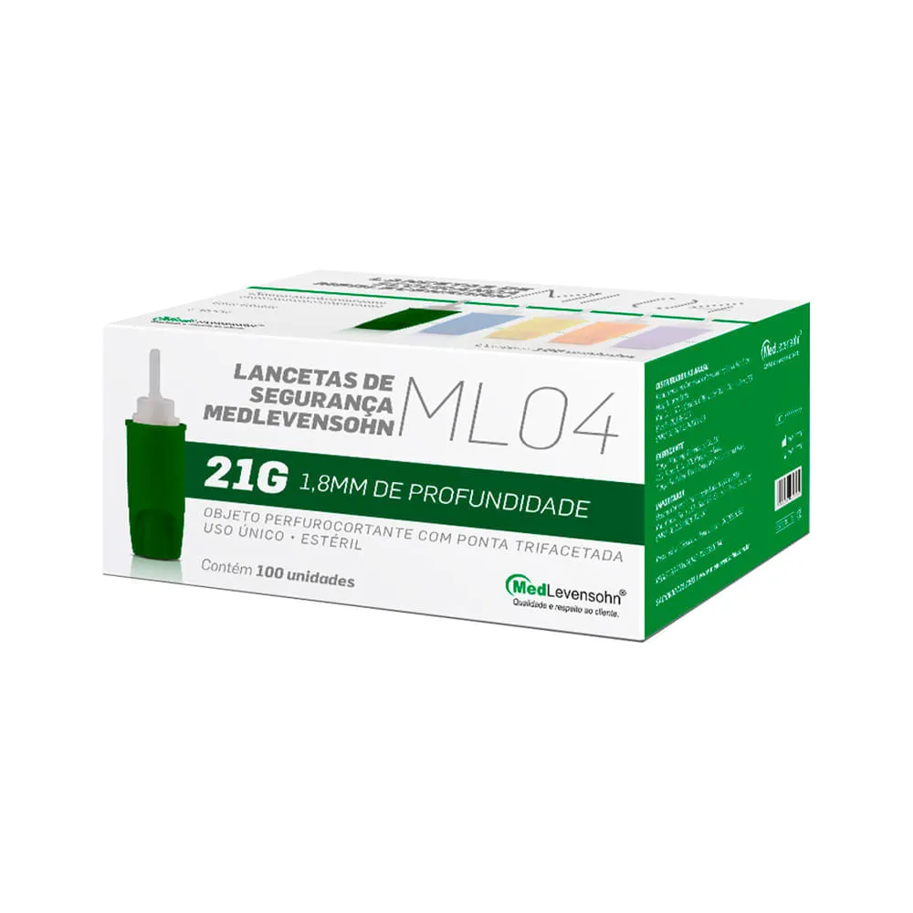 Lancetas De Seguranca Ml04 Medlevensohn Com 100 Unidades — | Farmácia Resyla